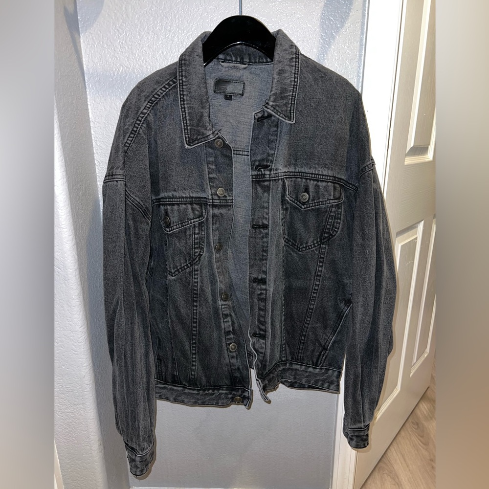 washed black oversized asos denim jacket